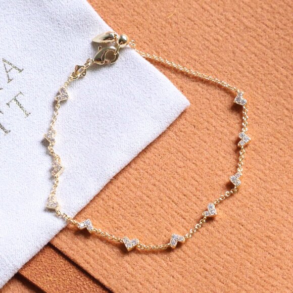 Kendra Scott Haven Heart White Crystal Chain Bracelet Gold - Picture 2 of 2